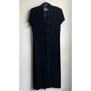 Witchy Velvet Goth Duster Womens 16 Black Vamp Longline Gothic Boho Festival